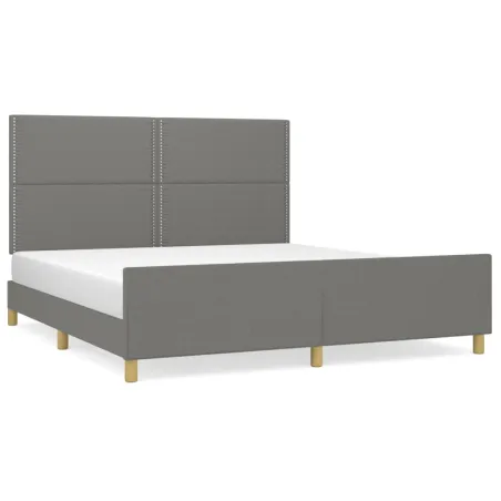 Cadre de lit sans matelas gris foncé 160x200 cm tissu