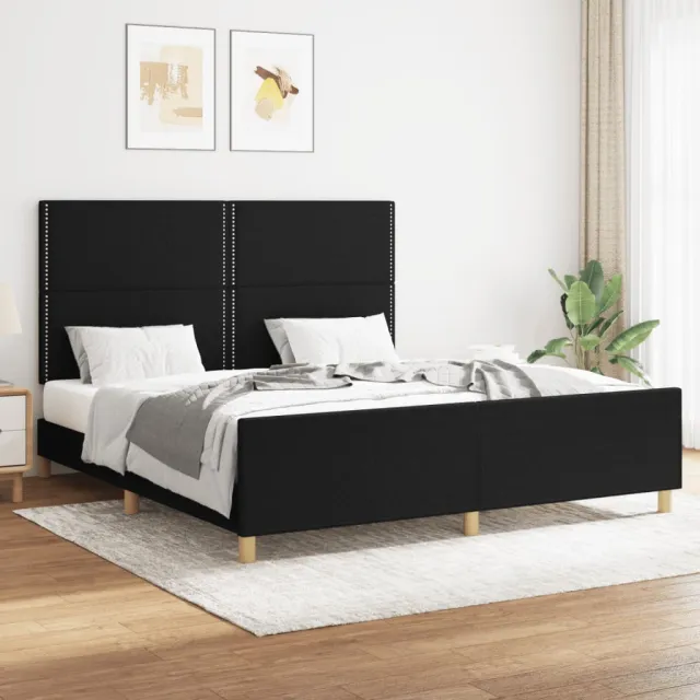 Cadre de lit sans matelas noir 160x200 cm tissu