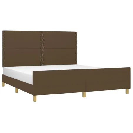 Cadre de lit sans matelas marron foncé 160x200 cm tissu