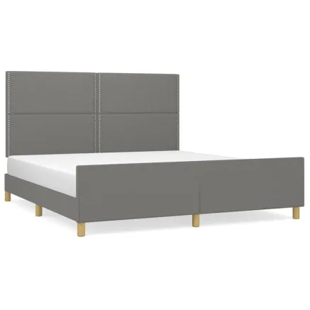 Cadre de lit sans matelas gris foncé 180x200 cm tissu 2