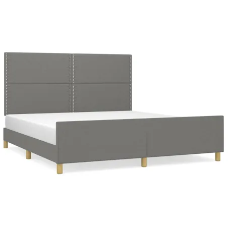 Cadre de lit sans matelas gris foncé 180x200 cm tissu