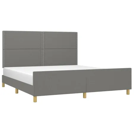 Cadre de lit sans matelas gris foncé 180x200 cm tissu