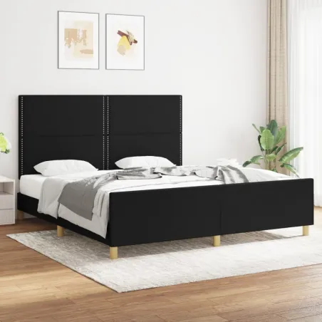 Cadre de lit sans matelas noir 180x200 cm tissu