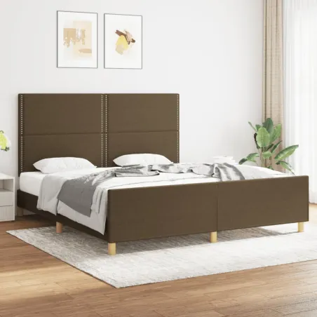 Cadre de lit sans matelas marron foncé 180x200 cm tissu