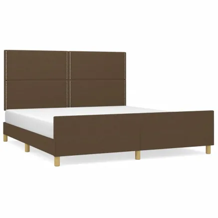 Cadre de lit sans matelas marron foncé 180x200 cm tissu 2
