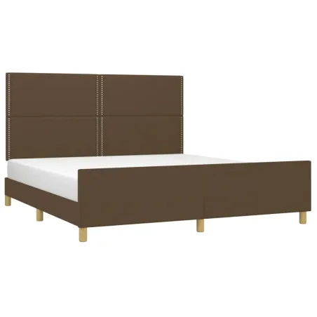 Cadre de lit sans matelas marron foncé 180x200 cm tissu