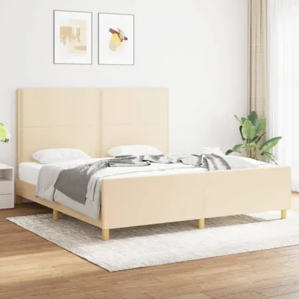 Cadre de lit sans matelas crème 180x200 cm tissu