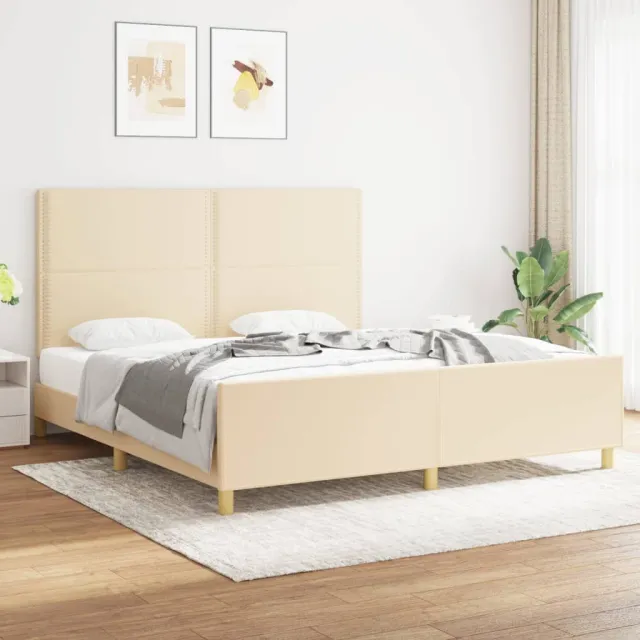 Cadre de lit sans matelas crème 180x200 cm tissu