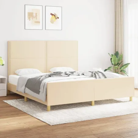 Cadre de lit sans matelas crème 180x200 cm tissu