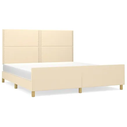 Cadre de lit sans matelas crème 180x200 cm tissu 2