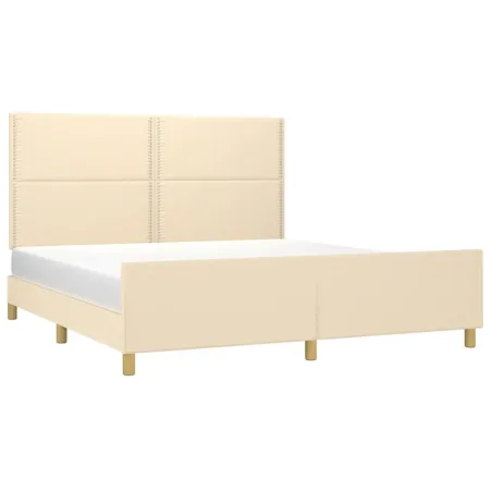Cadre de lit sans matelas crème 180x200 cm tissu