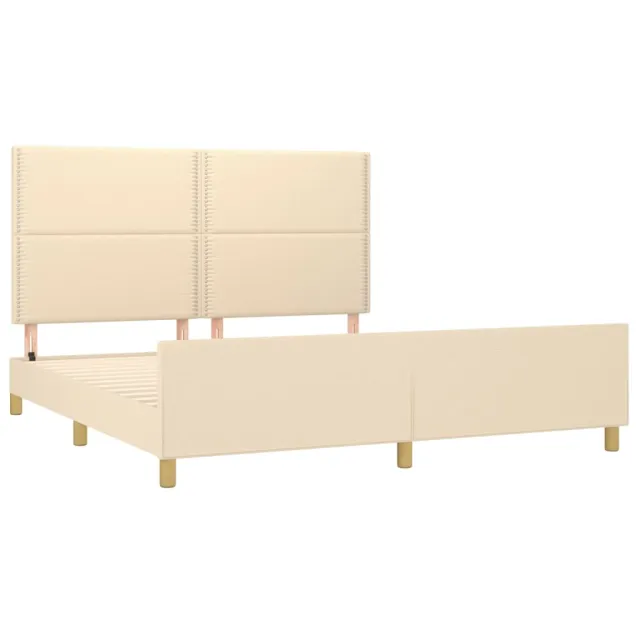 Cadre de lit sans matelas crème 180x200 cm tissu