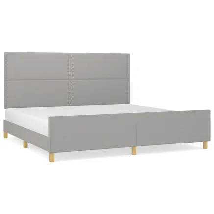 Cadre de lit sans matelas gris clair 200x200 cm tissu 2