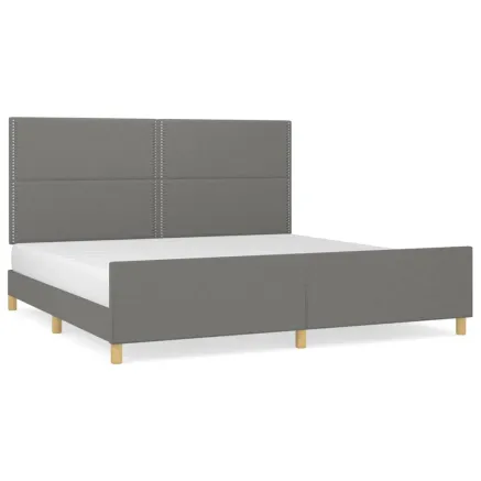 Cadre de lit sans matelas gris foncé 200x200 cm tissu 2
