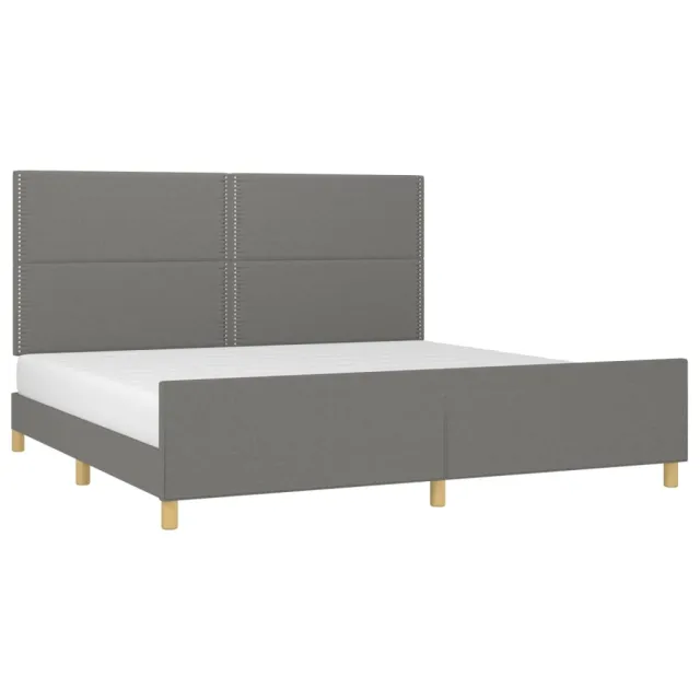Cadre de lit sans matelas gris foncé 200x200 cm tissu