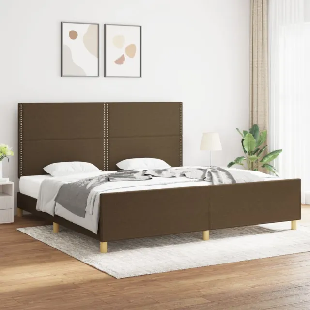 Cadre de lit sans matelas marron foncé 200x200 cm tissu