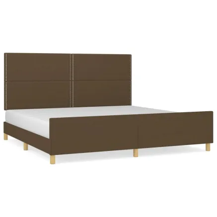 Cadre de lit sans matelas marron foncé 200x200 cm tissu 2