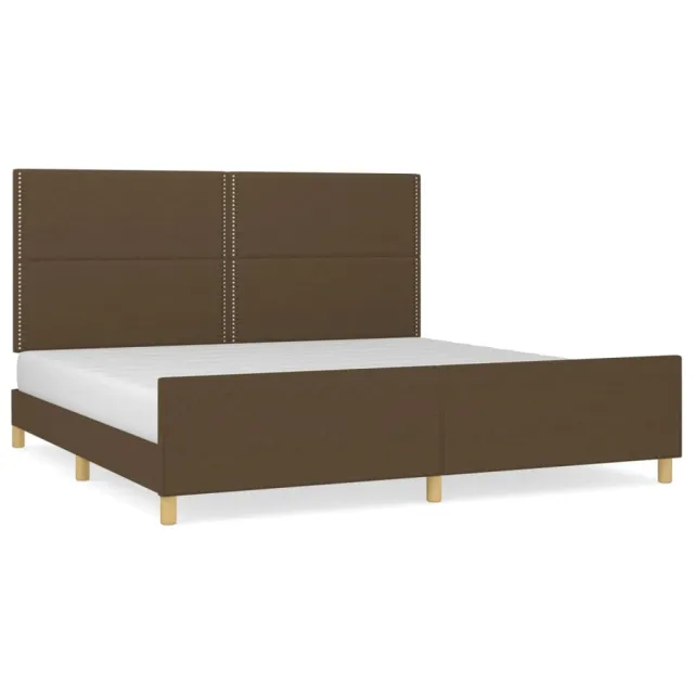 Cadre de lit sans matelas marron foncé 200x200 cm tissu