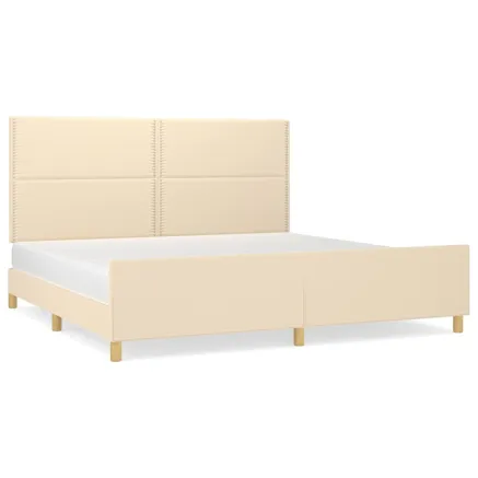 Cadre de lit sans matelas crème 200x200 cm tissu 2