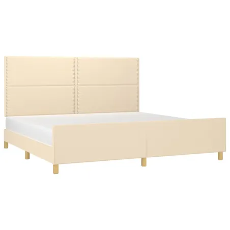 Cadre de lit sans matelas crème 200x200 cm tissu