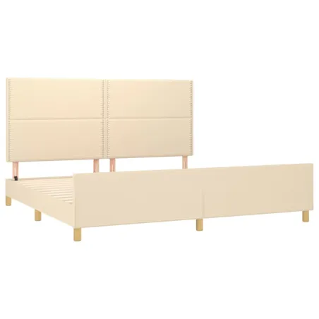 Cadre de lit sans matelas crème 200x200 cm tissu