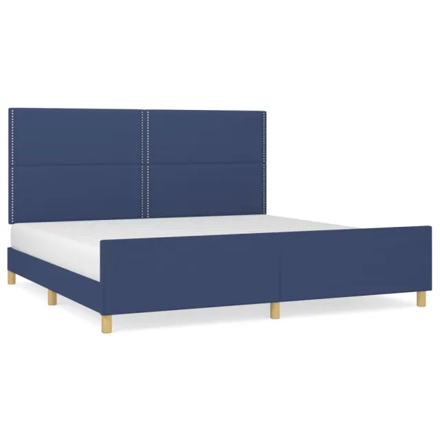 Cadre de lit sans matelas bleu 200x200 cm tissu
