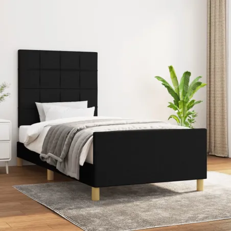 Cadre de lit sans matelas noir 80x200 cm tissu
