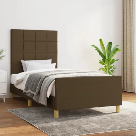 Cadre de lit sans matelas marron foncé 80x200 cm tissu