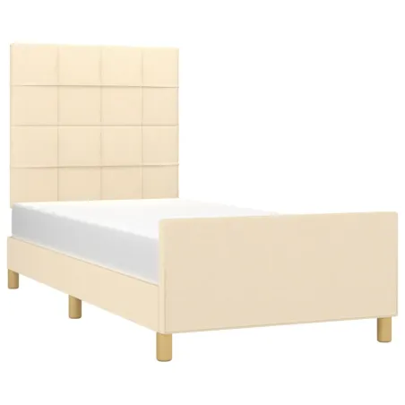 Cadre de lit sans matelas crème 80x200 cm tissu