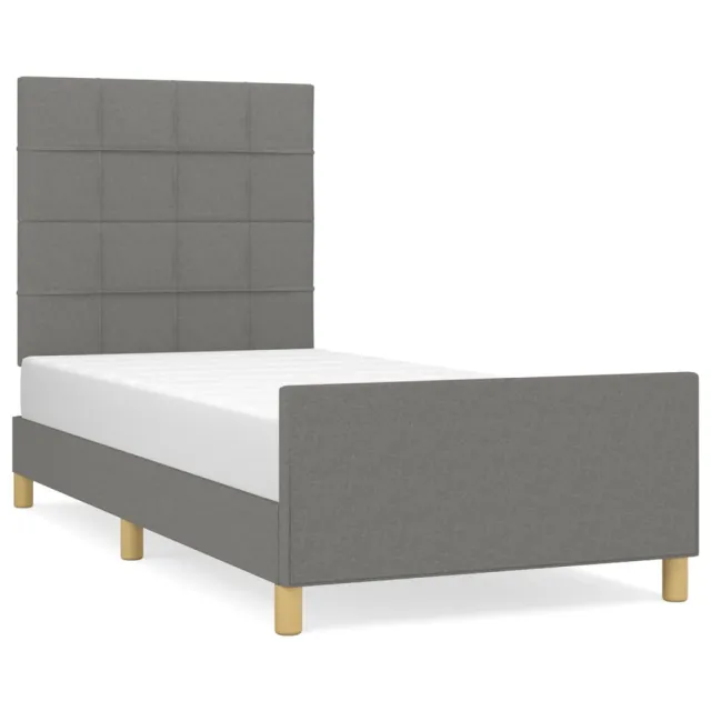 Cadre de lit sans matelas gris foncé 90x190 cm tissu