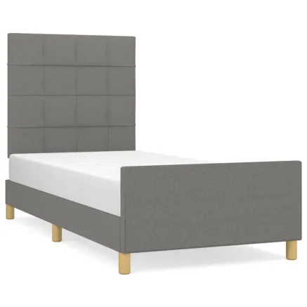 Cadre de lit sans matelas gris foncé 90x200 cm tissu 2