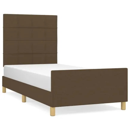 Cadre de lit sans matelas marron foncé 100x200 cm tissu 2