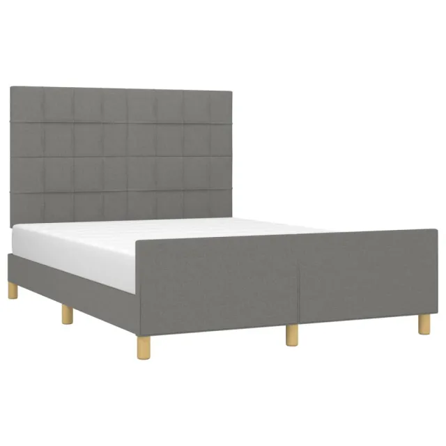 Cadre de lit sans matelas gris foncé 140x190 cm tissu