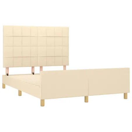 Cadre de lit sans matelas crème 140x190 cm tissu