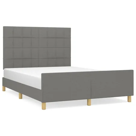 Cadre de lit sans matelas gris foncé 140x200 cm tissu