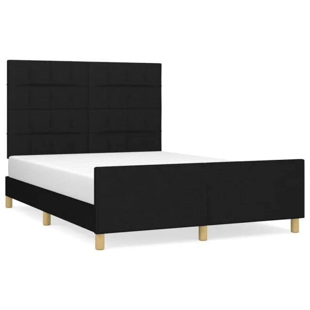 Cadre de lit sans matelas noir 140x200 cm tissu