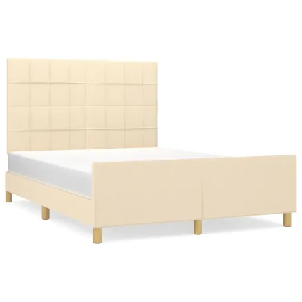 Cadre de lit sans matelas crème 140x200 cm tissu 2