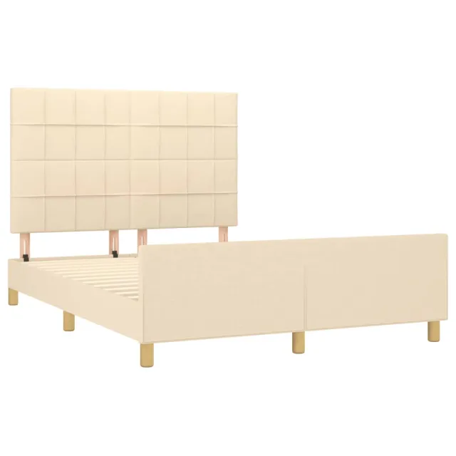 Cadre de lit sans matelas crème 140x200 cm tissu