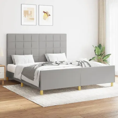 Cadre de lit sans matelas gris clair 160x200 cm tissu