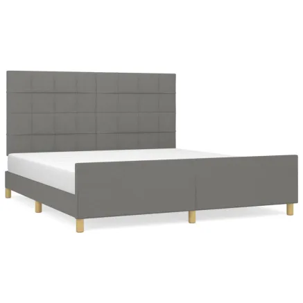 Cadre de lit sans matelas gris foncé 160x200 cm tissu 2