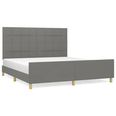 Cadre de lit sans matelas gris foncé 160x200 cm tissu