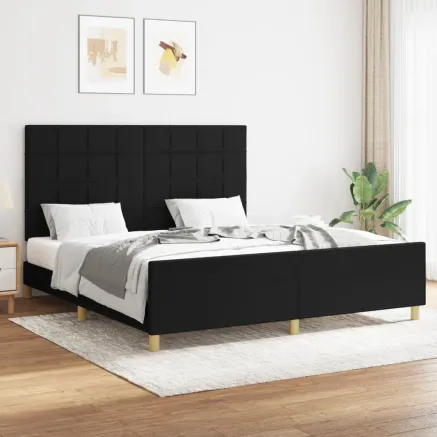 Cadre de lit sans matelas noir 160x200 cm tissu