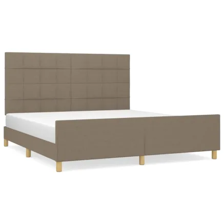 Cadre de lit sans matelas taupe 160x200 cm tissu 2