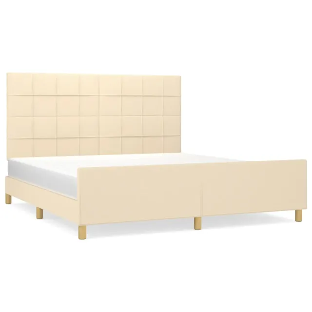 Cadre de lit sans matelas crème 160x200 cm tissu