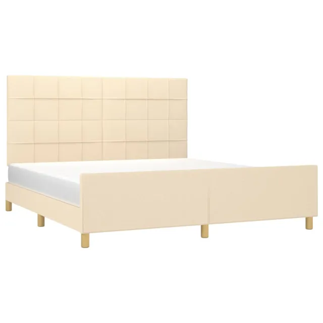 Cadre de lit sans matelas crème 160x200 cm tissu