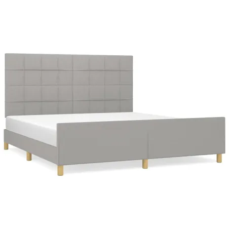 Cadre de lit sans matelas gris clair 180x200 cm tissu