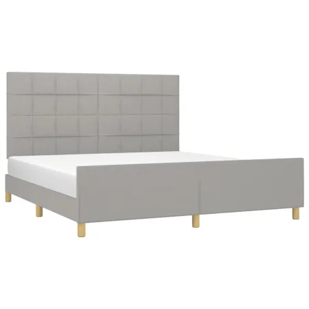Cadre de lit sans matelas gris clair 180x200 cm tissu
