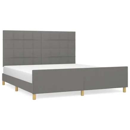 Cadre de lit sans matelas gris foncé 180x200 cm tissu 2