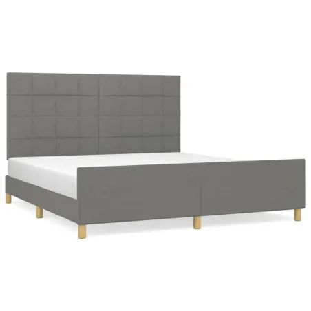 Cadre de lit sans matelas gris foncé 180x200 cm tissu