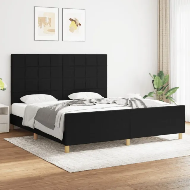 Cadre de lit sans matelas noir 180x200 cm tissu